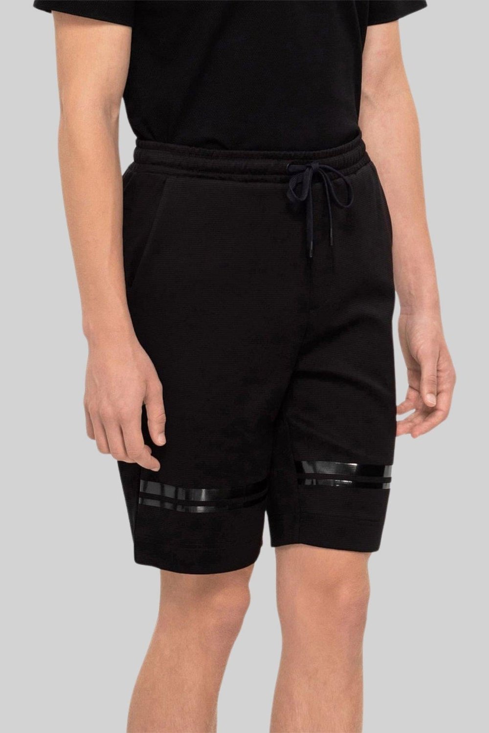 Boss Çizgili Regular Fit Pamuklu Şort Siyah