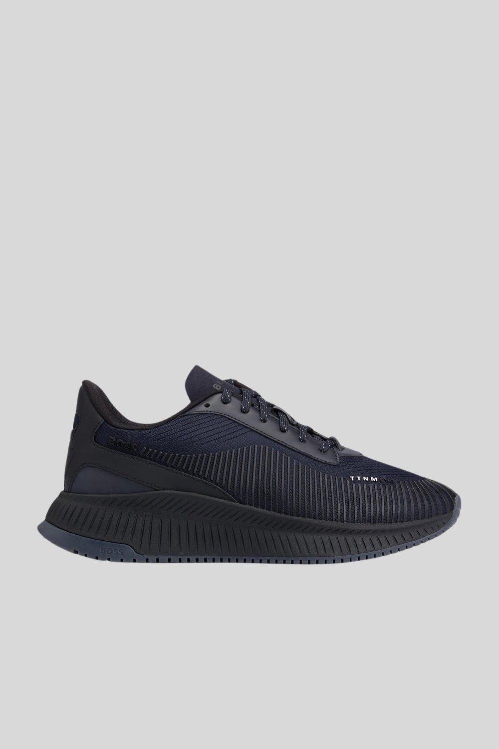Boss Erkek Marka Logolu Bağcıklı Kaydırmaz Tabanlı Sneaker Mavi