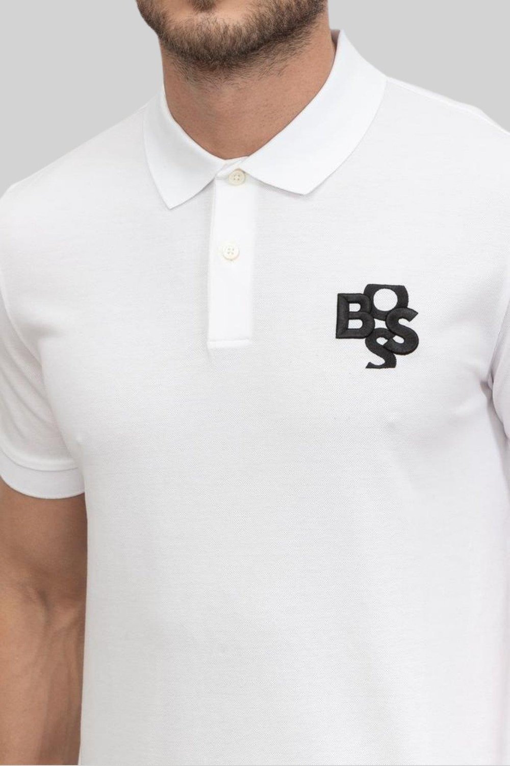 Boss Erkek Polo Yaka  T-Shirt Beyaz 100