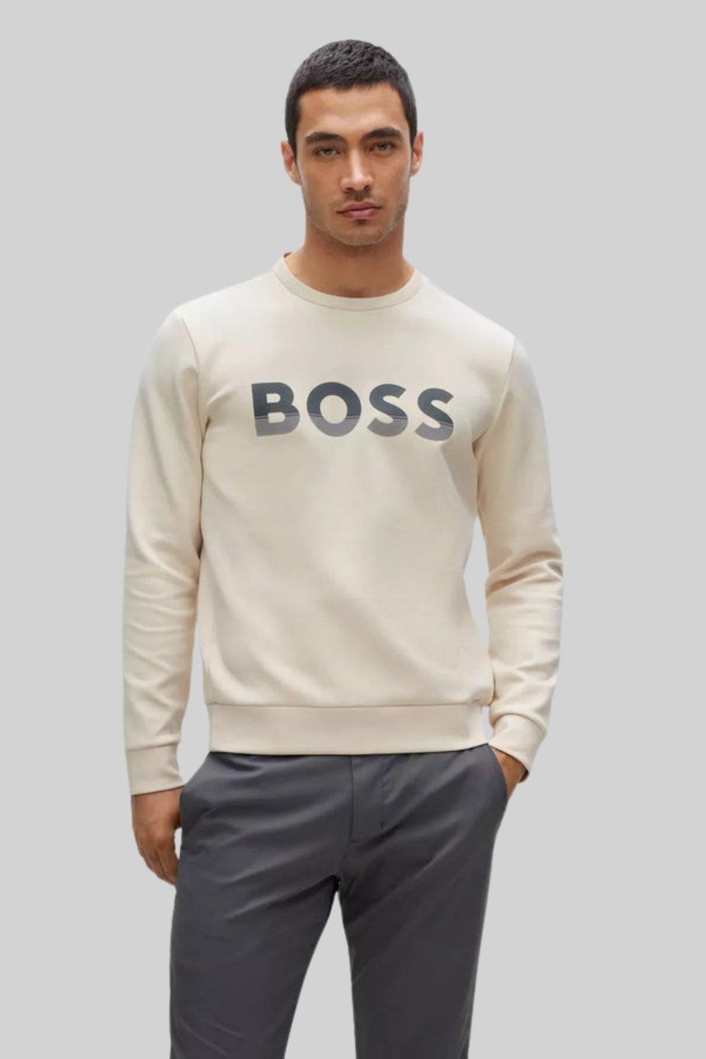 Boss Erkek Salbo Sweatshirt Krem 131