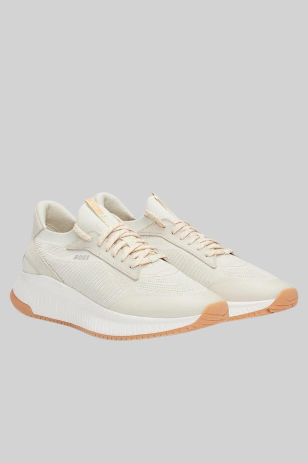 Boss Erkek Titanium Evo Bağcıklı Marka Logolu Spor Stil Sneaker Bej