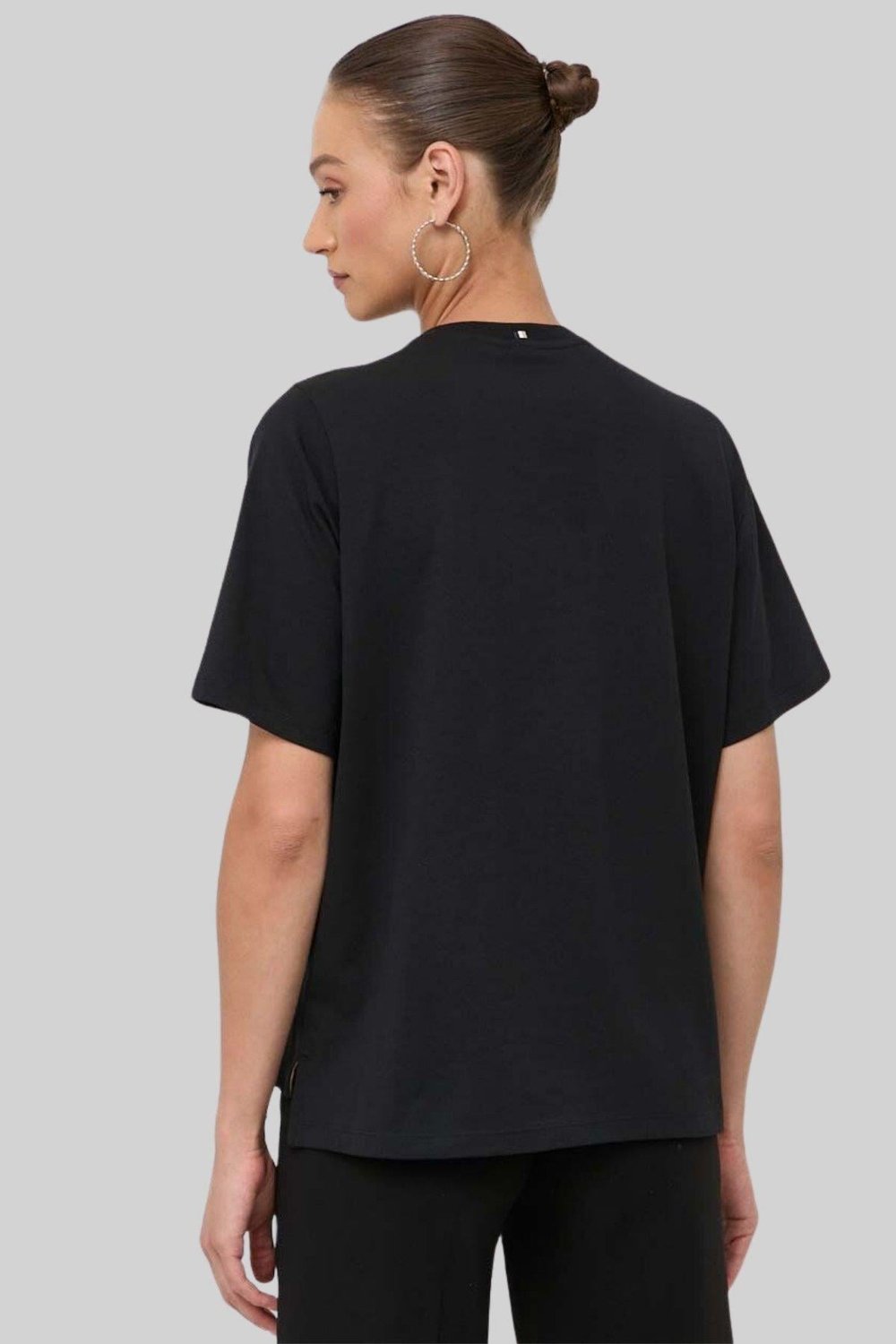 Boss Kadın Bisiklet Yaka T-Shirt Siyah