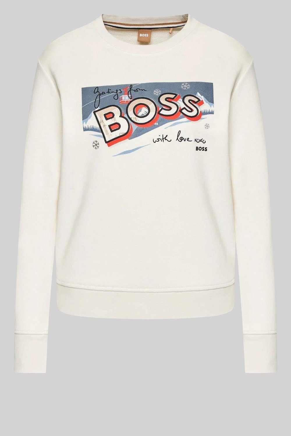 Boss Kadın Motifli Regular Fit Sweatshirt Beyaz 118
