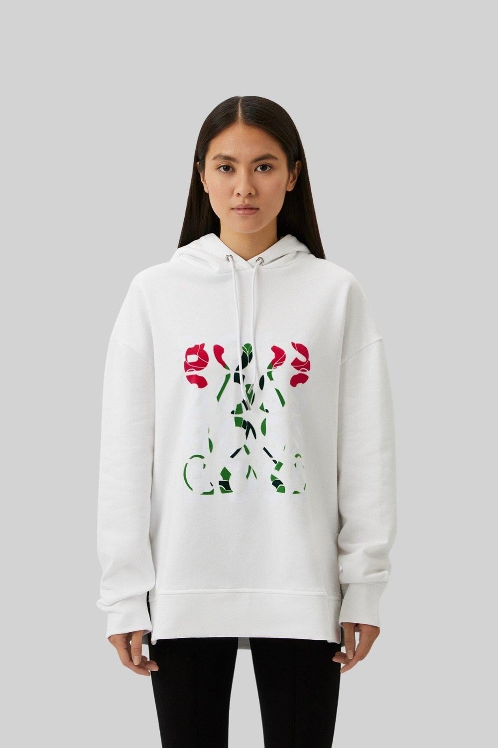 Boss Kapüşonlu Regular Fit Kadın Sweatshirt Beyaz 100