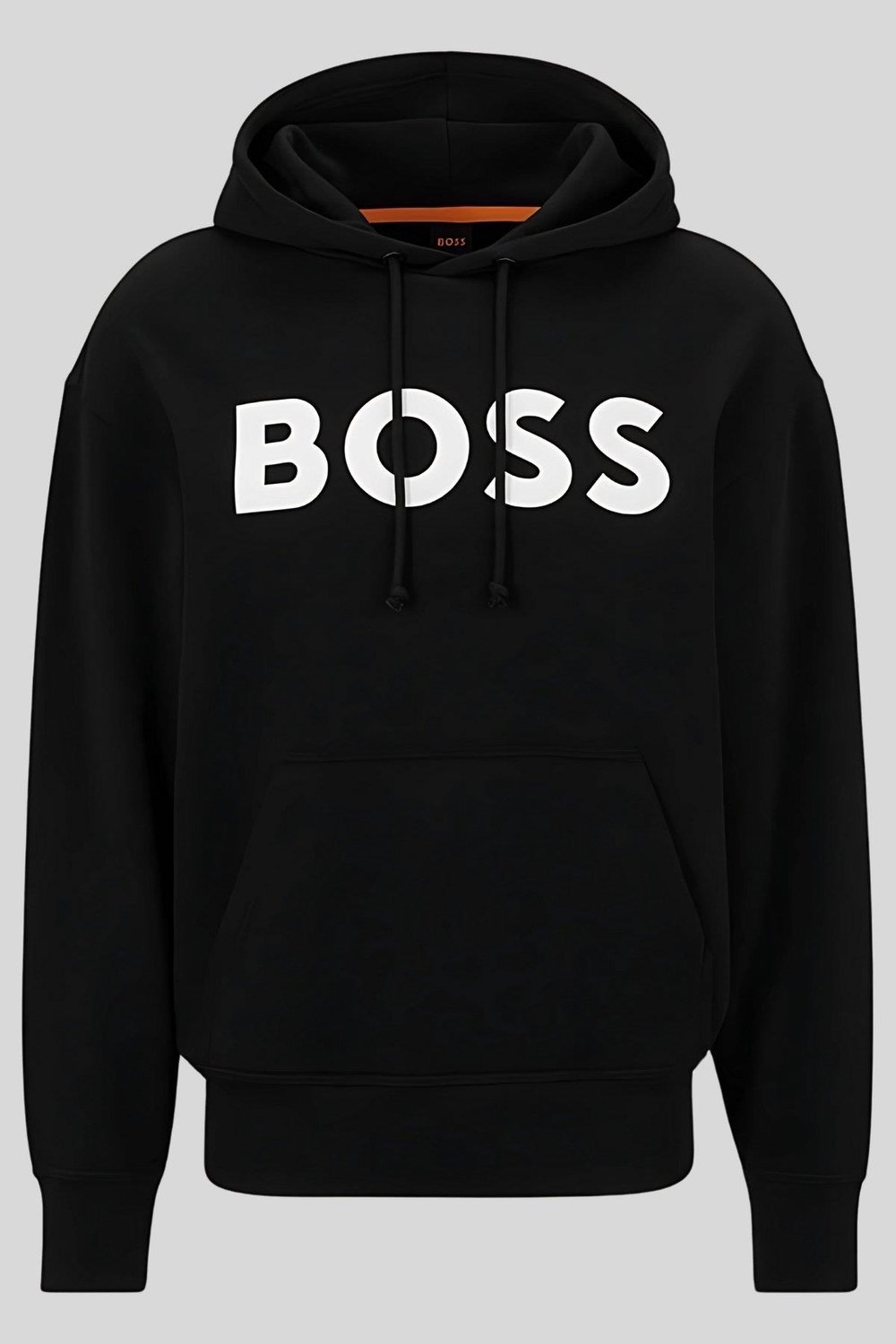 Boss Logolu Baskılı Kapüşonlu Erkek Sweatshirt Siyah