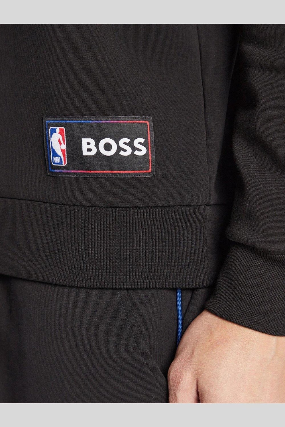Boss Marka Logolu NBA Nakışlı Erkek Sweatshirt Siyah
