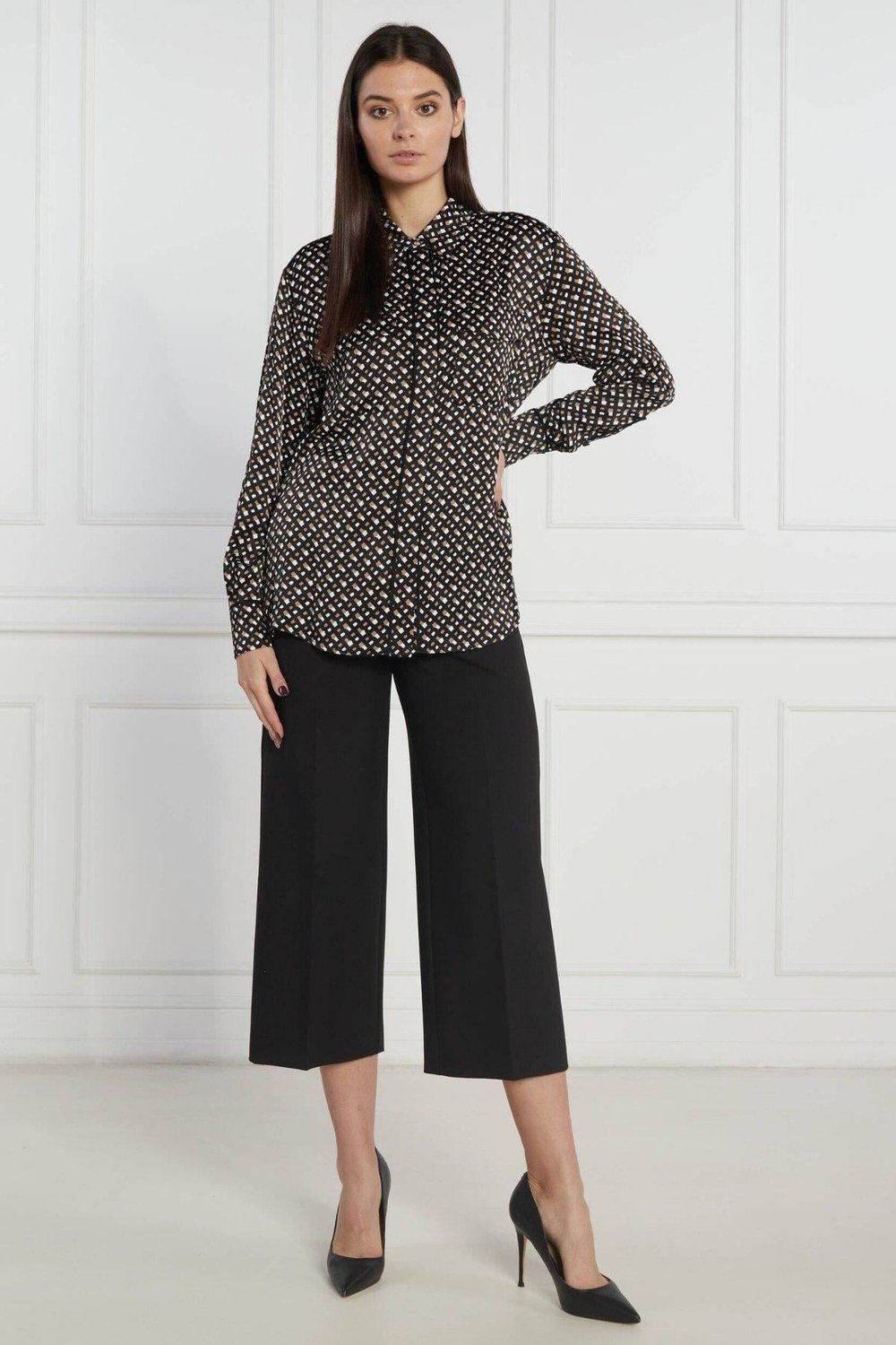 Boss Monogram Desenli Regular Fit Kadın Gömlek Çok Renkli 960
