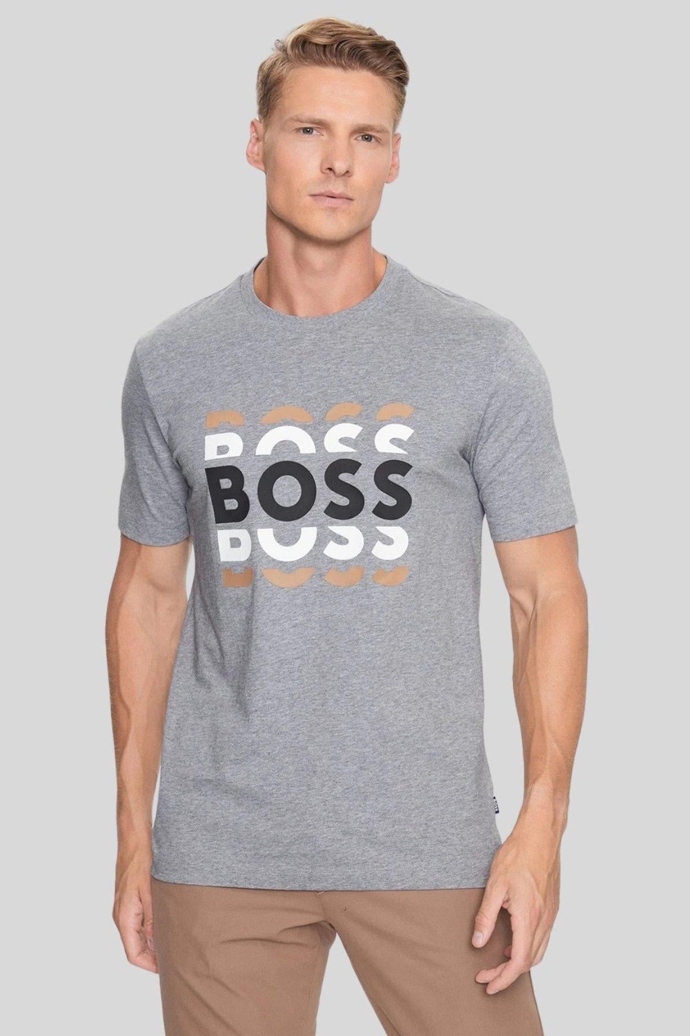Boss Regular Fit Bisiklet Yaka Erkek T-Shirt Gri 041