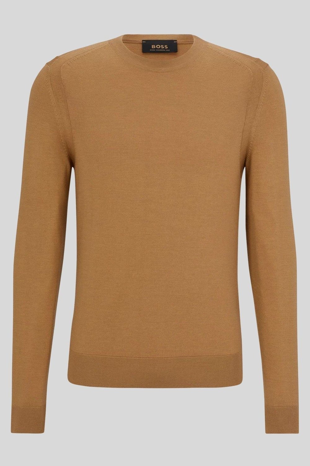 Boss Regular Fit Bisiklet Yaka Erkek Yün Kazak Bej 260