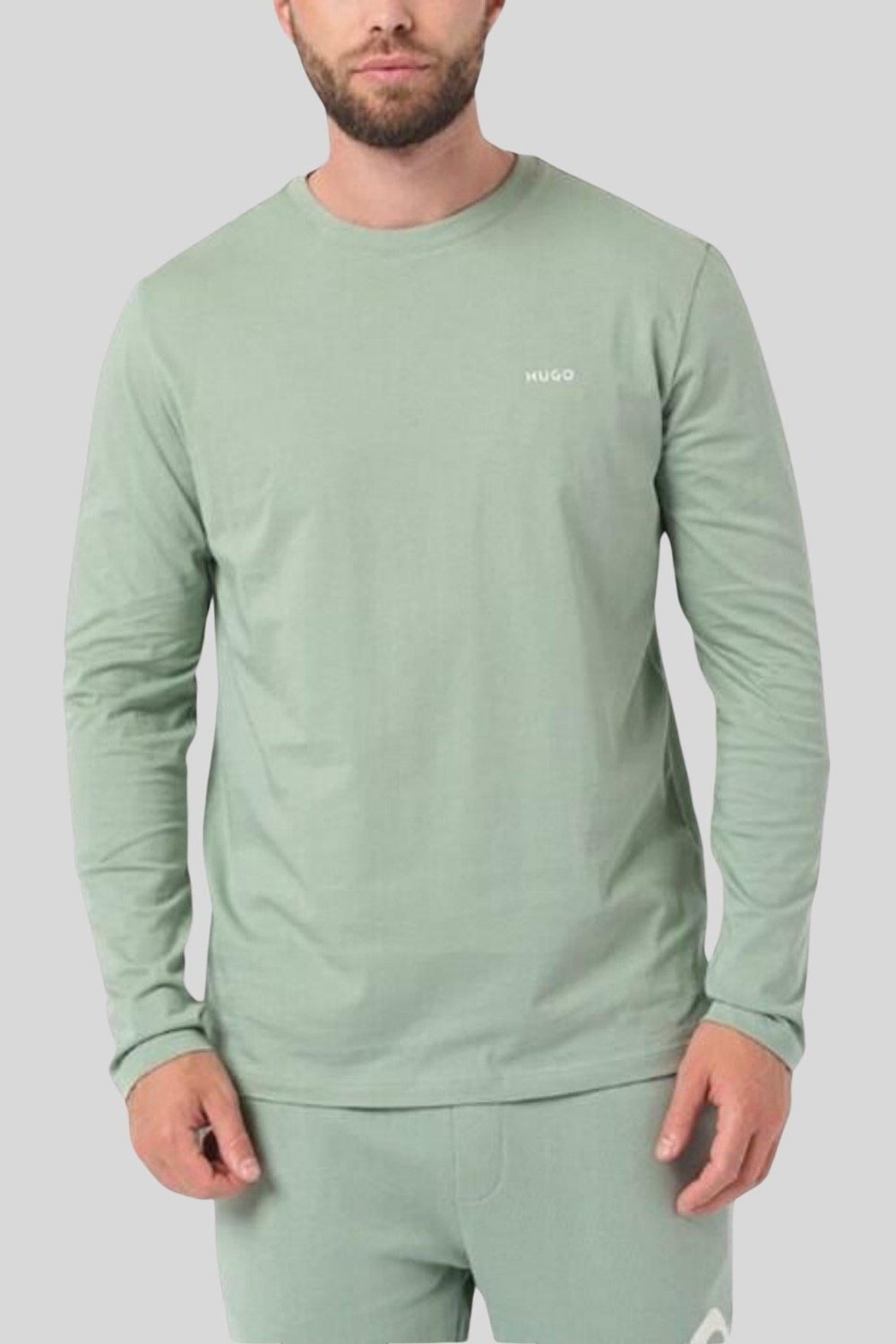 Boss Regular Fit Bisiklet Yaka Uzun Kol Erkek T-Shirt Yeşil
