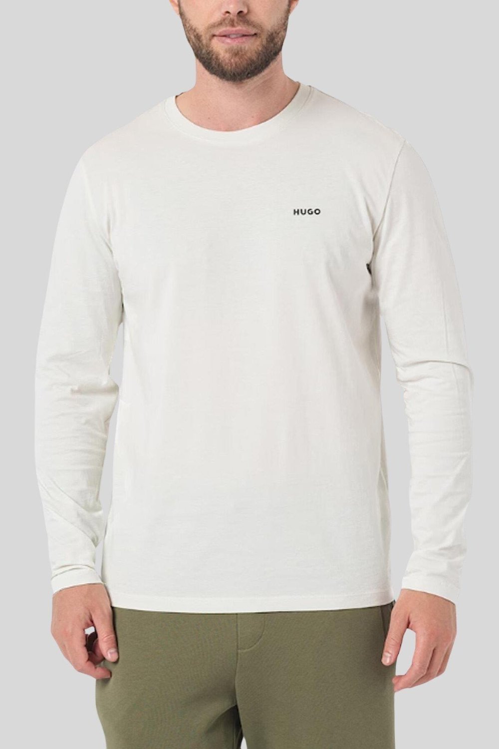 Boss Regular Fit Bisiklet Yaka Uzun Kol Erkek T-Shirt Beyaz