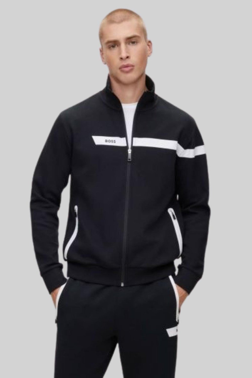 Boss Regular Fit Dik Yaka Erkek Spor Ceket Siyah