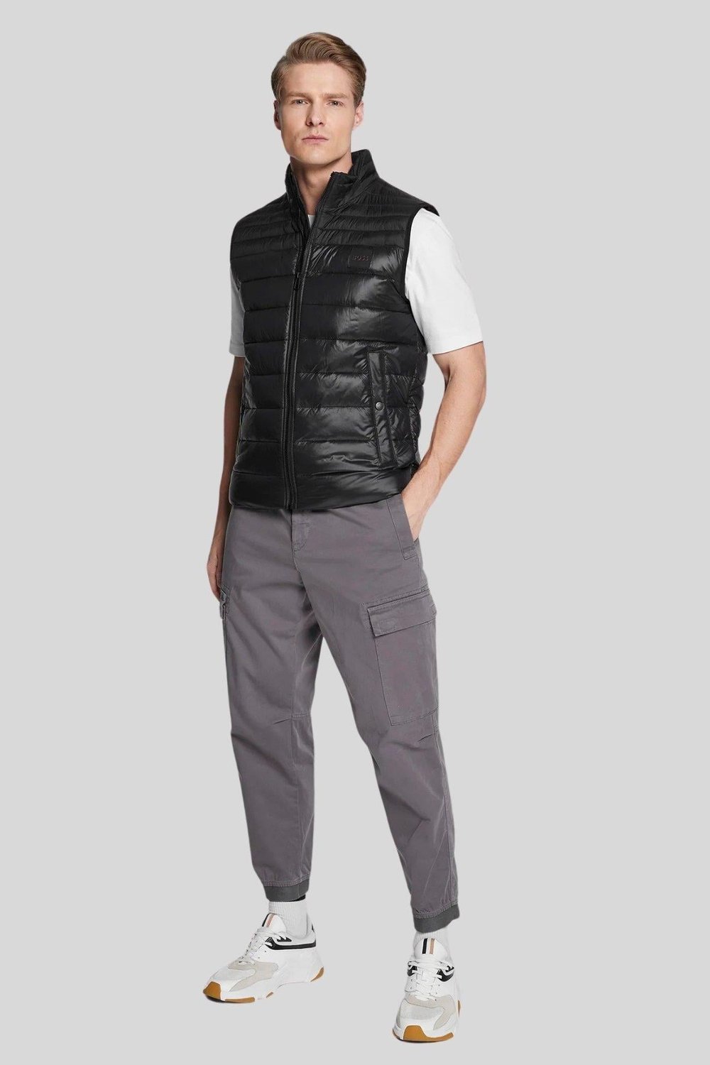 Boss Regular Fit Dik Yaka Erkek Yelek Siyah