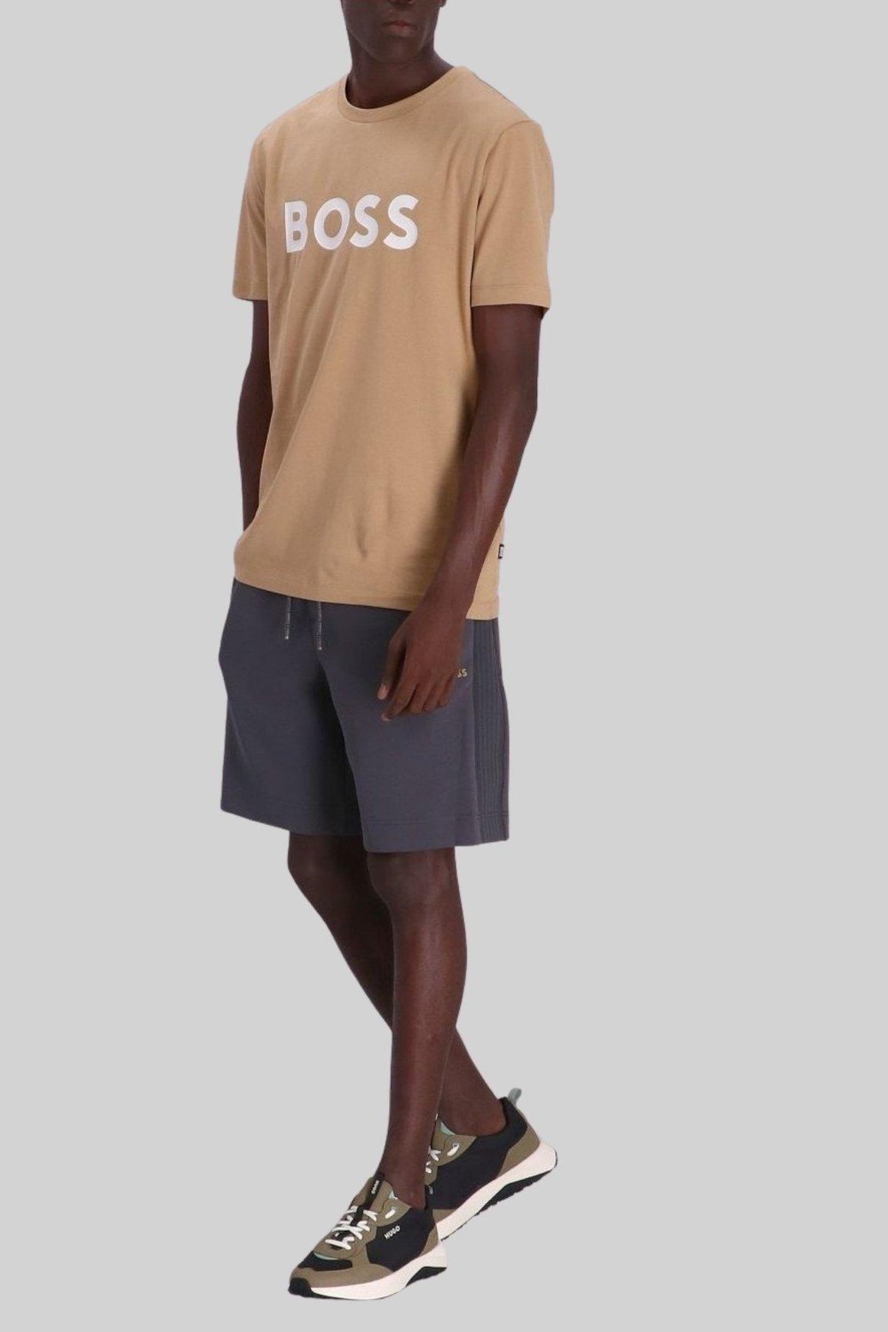 Boss Regular Fit Düz Bisiklet Yaka Erkek T-Shirt Bej 260