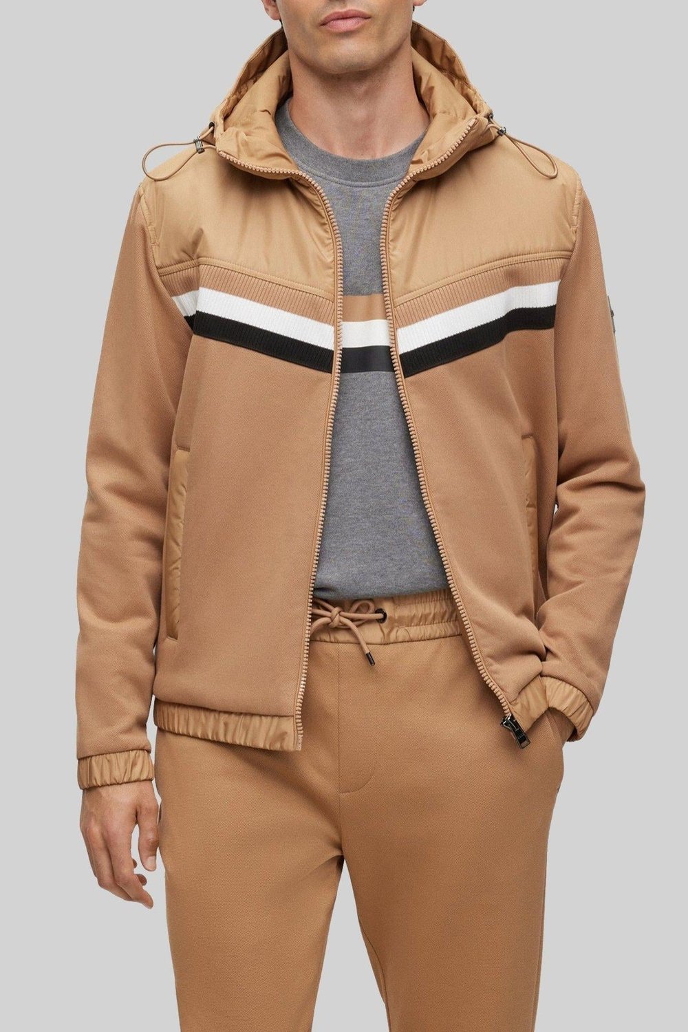 Boss Regular Fit Kapşonlu Erkek Ceket Bej 260