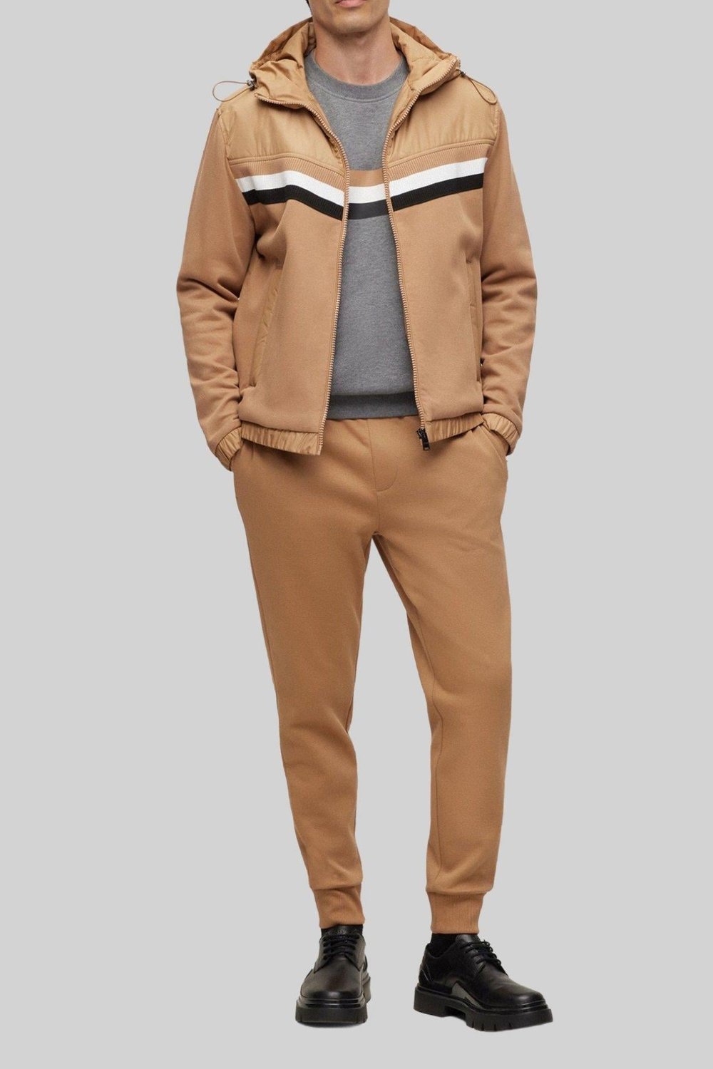 Boss Regular Fit Kapşonlu Erkek Ceket Bej 260