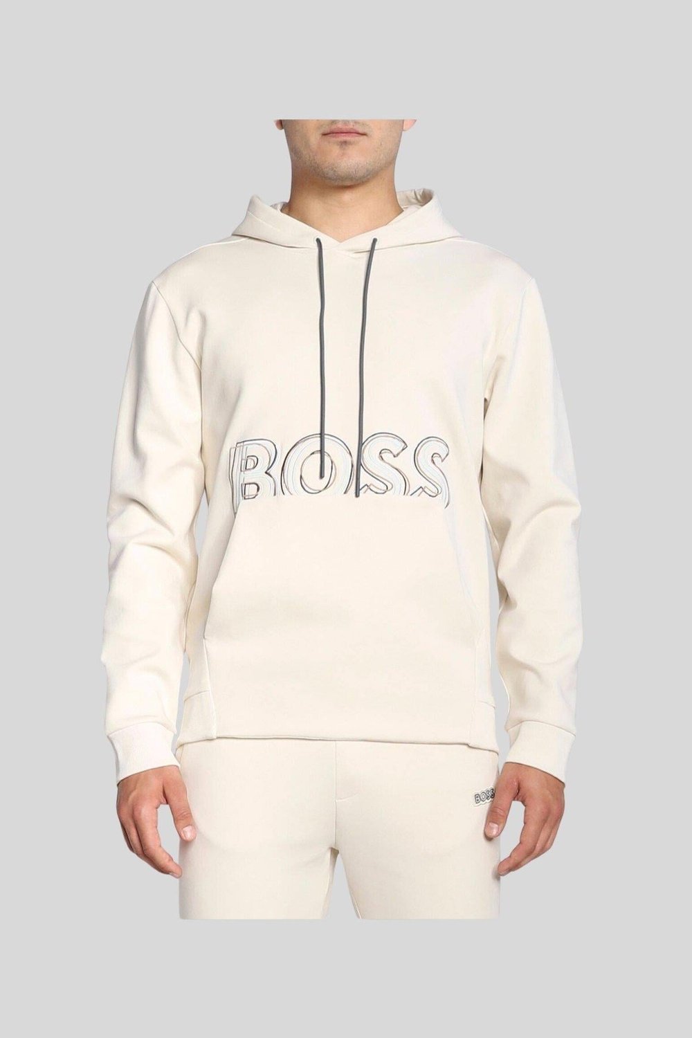 Boss  Regular Fit Kapüşonlu Erkek Sweatshirt Krem 131