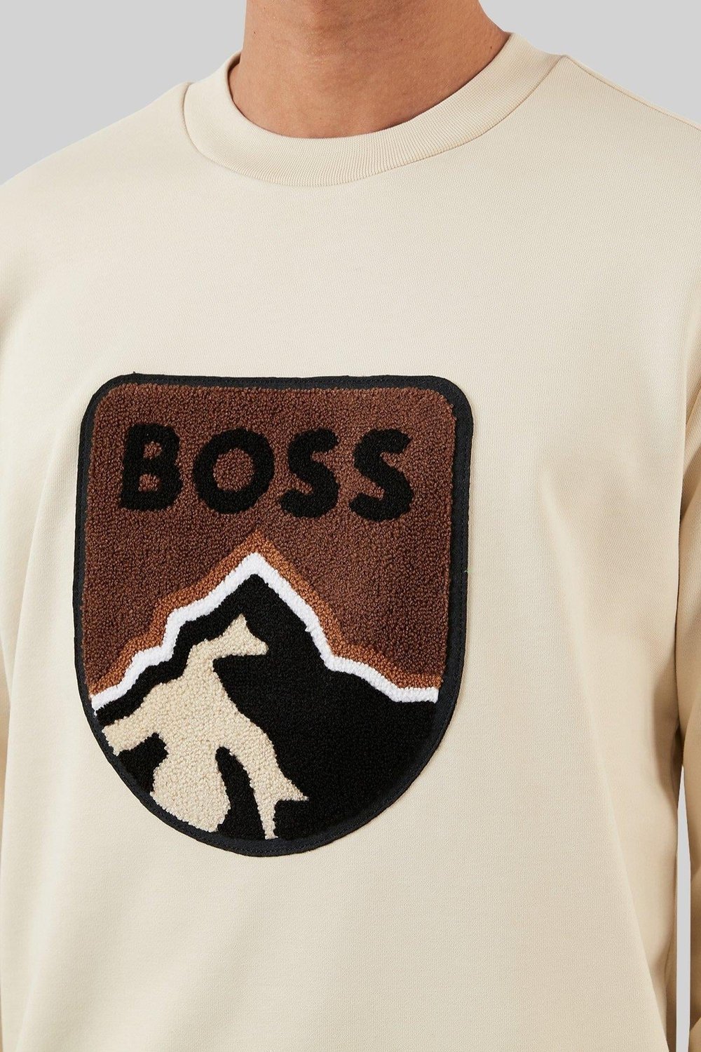 Boss Regular Fit Oversize Erkek Sweatshirt Krem 131