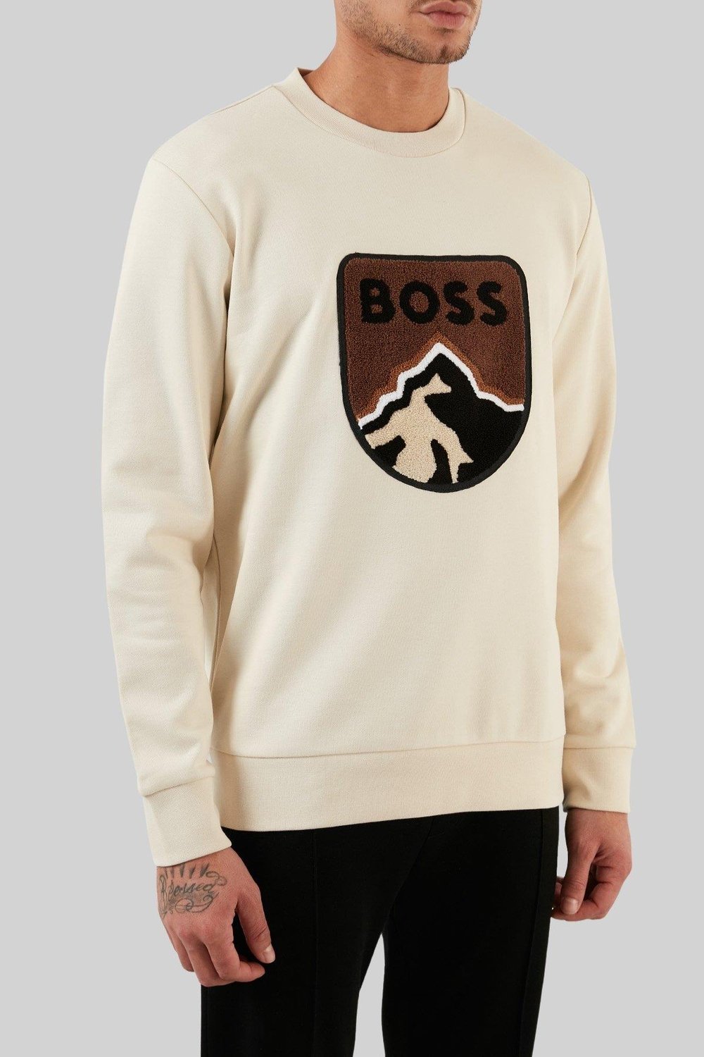 Boss Regular Fit Oversize Erkek Sweatshirt Krem 131