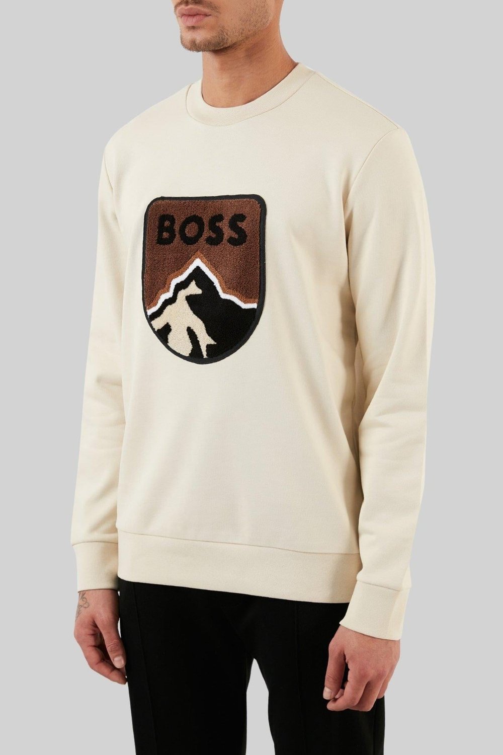 Boss Regular Fit Oversize Erkek Sweatshirt Krem 131