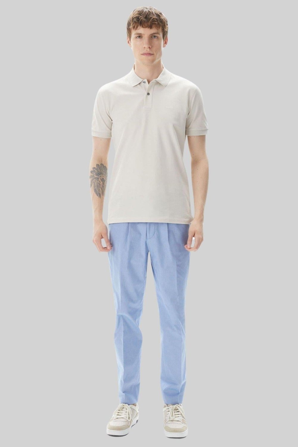 Boss Regular Fit Pallas Polo Yaka T-Shirt Krem 131