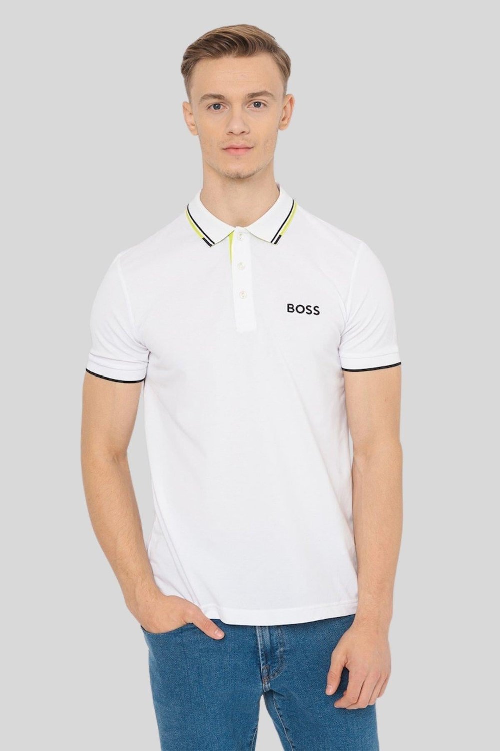 Boss Regular Fit Polo Yaka Erkek T-Shirt Beyaz