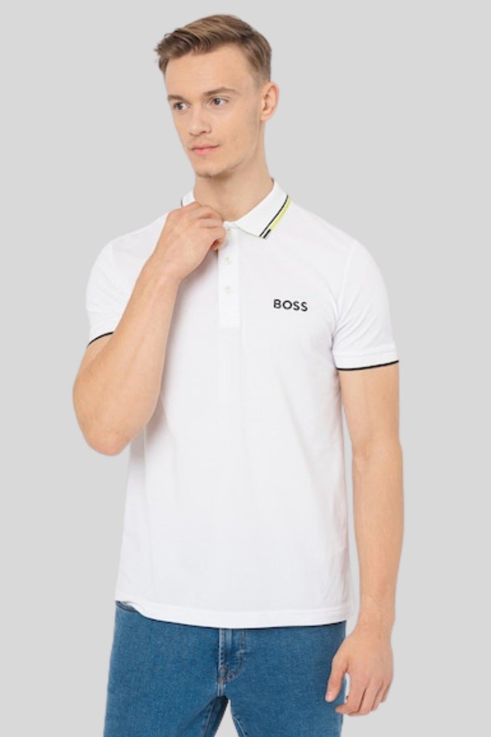 Boss Regular Fit Polo Yaka Erkek T-Shirt Beyaz