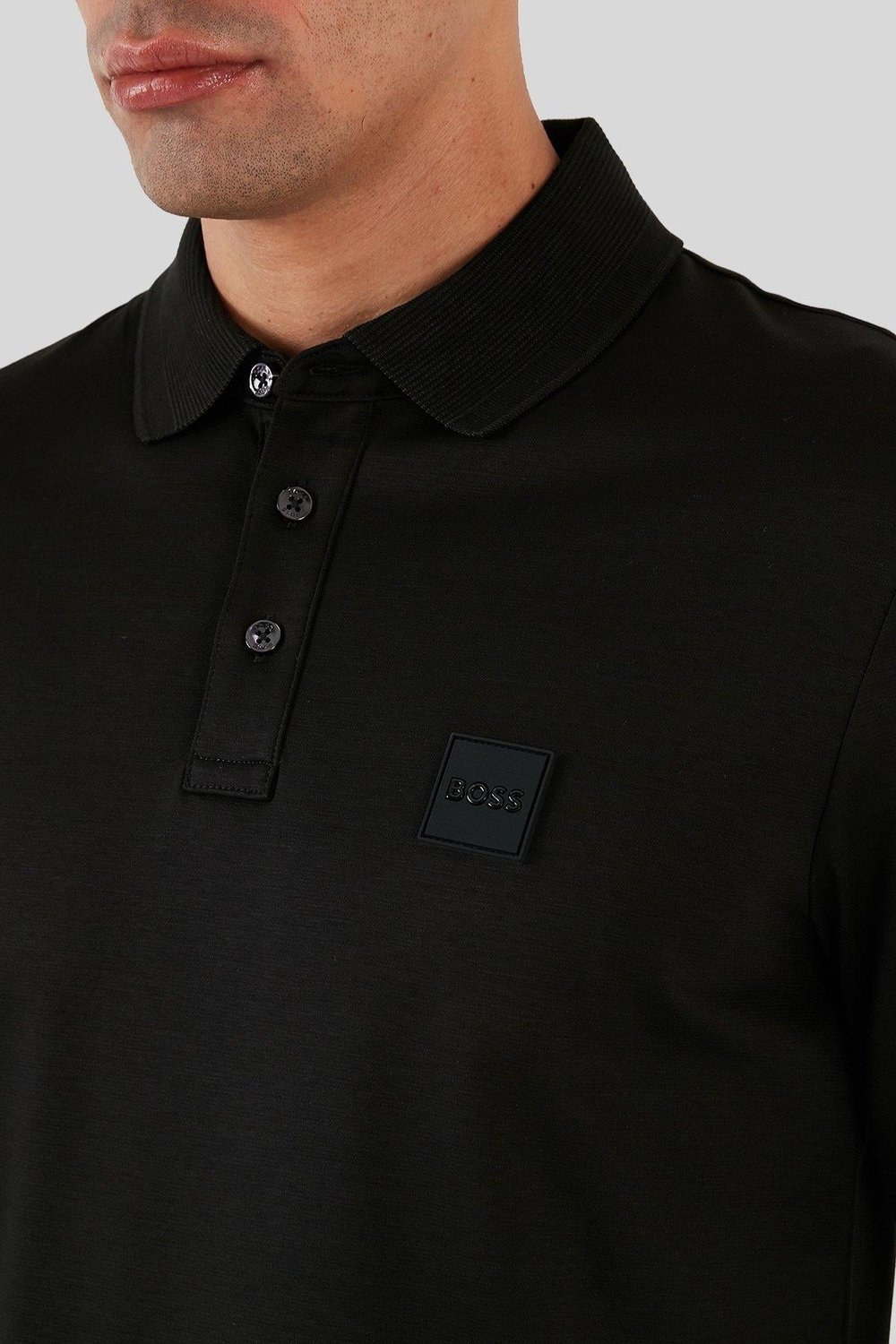 Boss Regular Fit Polo Yaka Erkek Sweatshirt Siyah 002