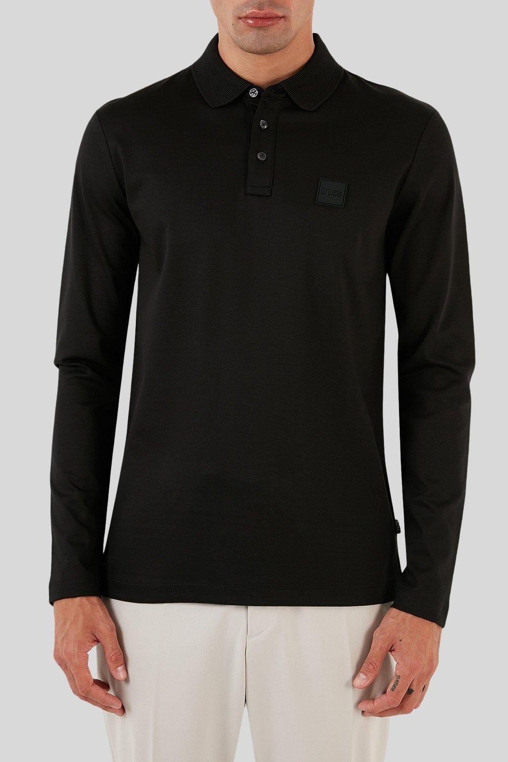 Boss Regular Fit Polo Yaka Erkek Sweatshirt Siyah 002