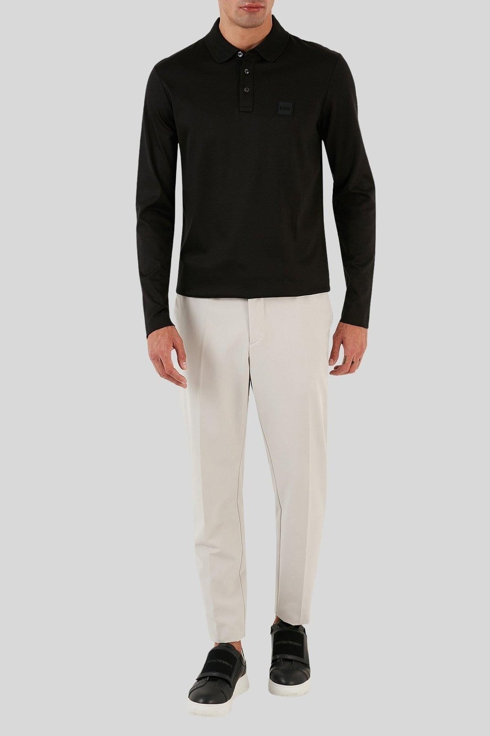 Boss Regular Fit Polo Yaka Erkek Sweatshirt Siyah 002