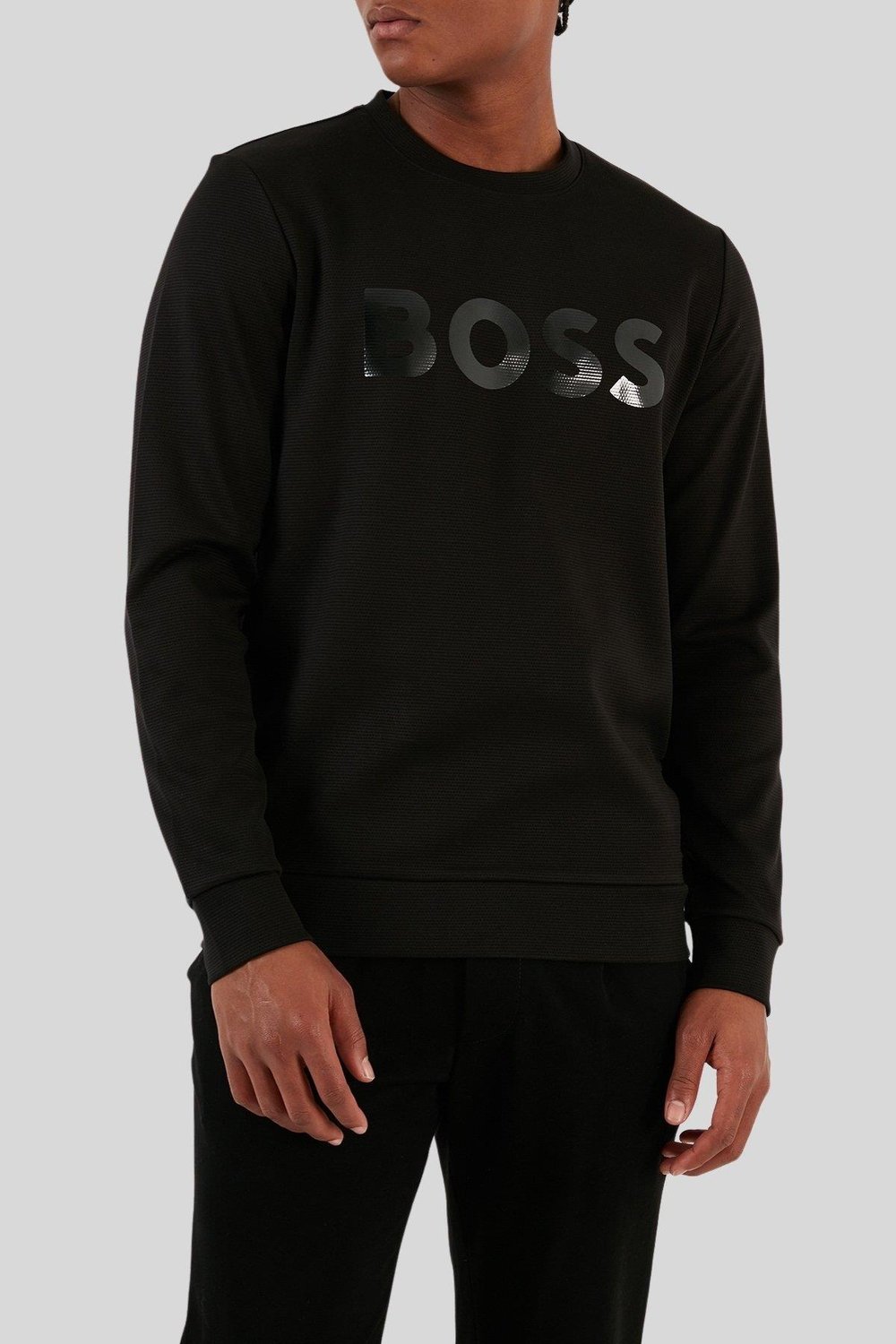 Boss Regular Fit Yuvarlak Yaka Erkek Sweatshirt Siyah
