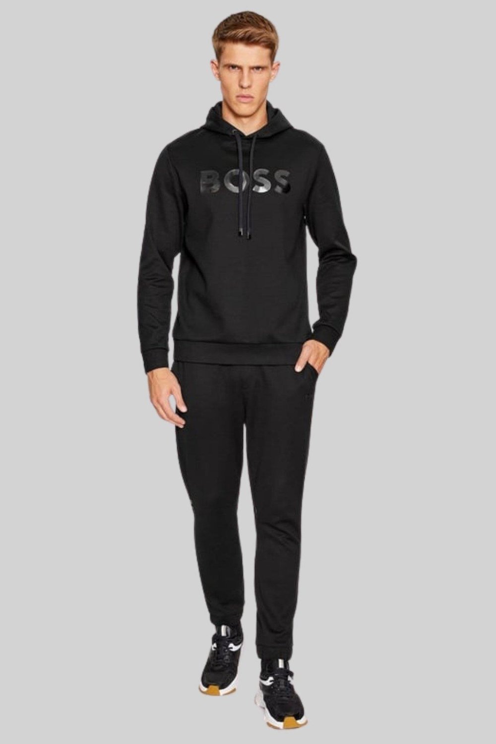 Boss Relaxed Fit Kapüşonlu Erkek Sweatshirt Siyah
