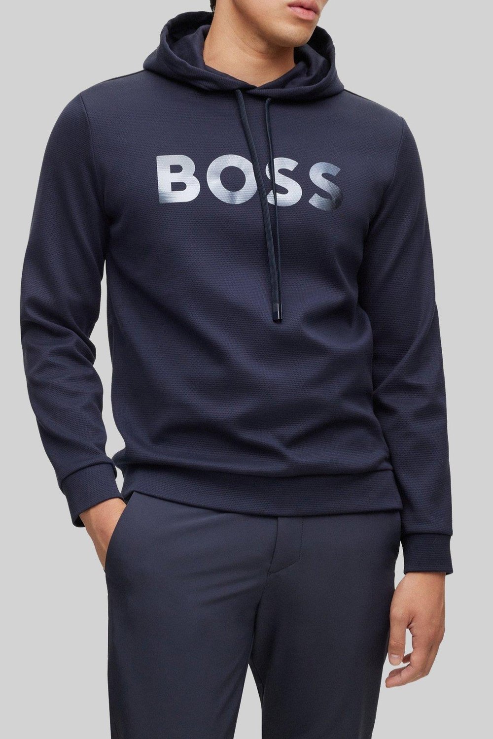 Boss Relaxed Fit Kapüşonlu Erkek Sweatshirt Mavi 402