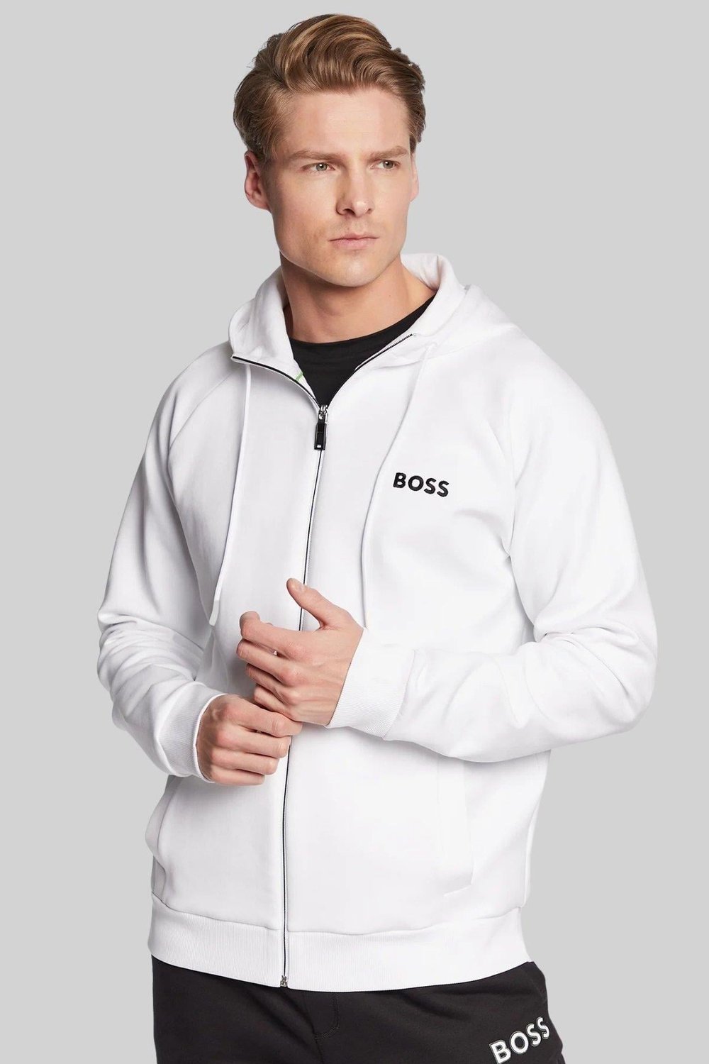 Boss Saggy 1 Erkek Fermuarlı Sweatshirt Beyaz 100