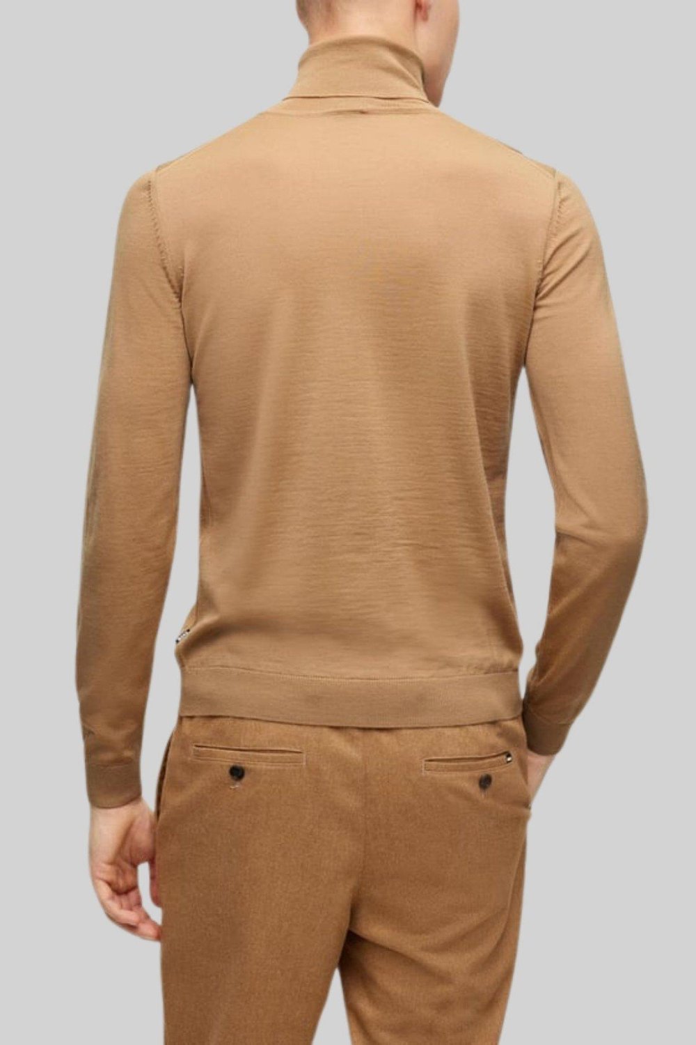 Boss Slim Fit Balıkçı Yaka Erkek Kazak Bej 260