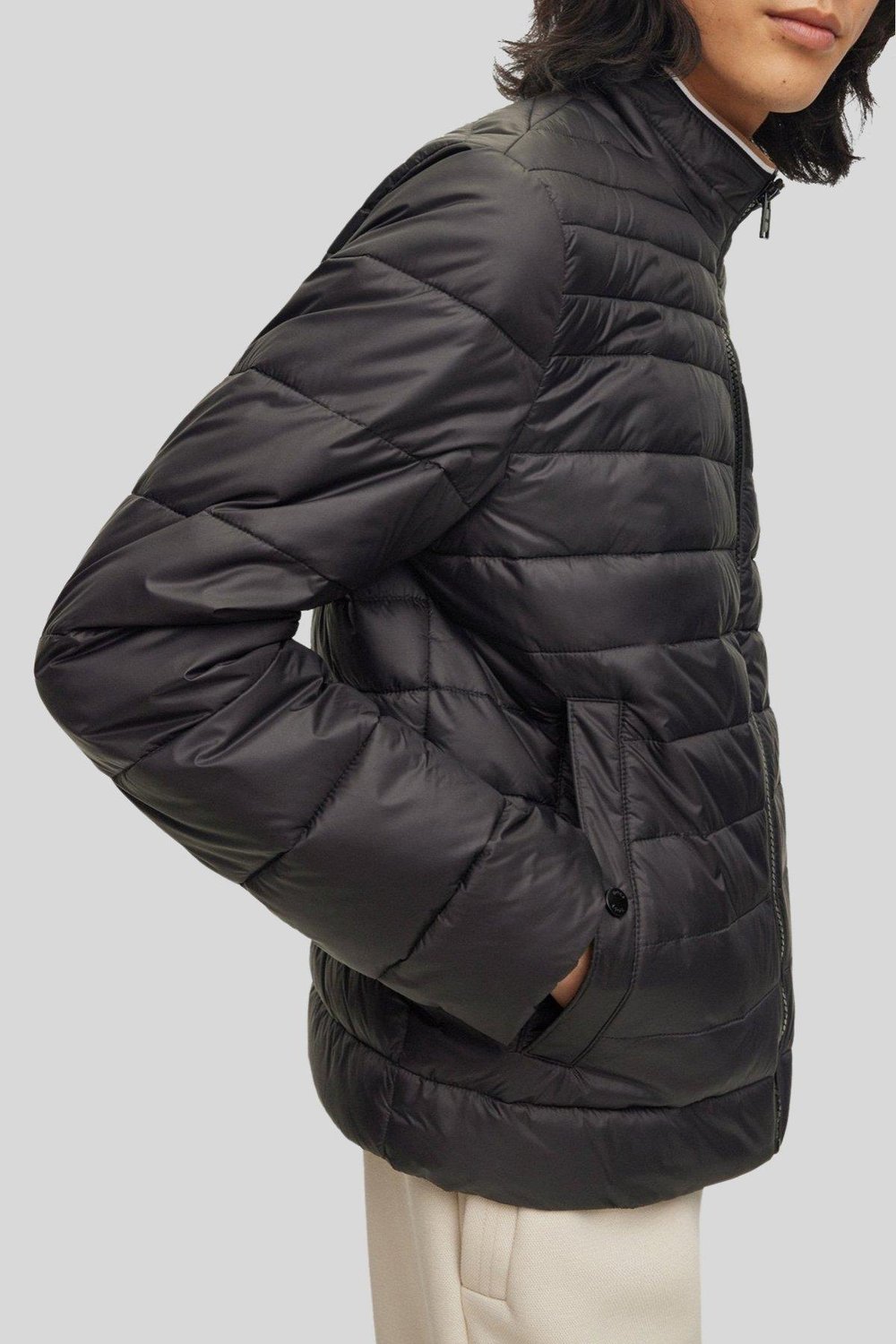Boss Su İtici Regular Fit Şişme Erkek Mont Siyah
