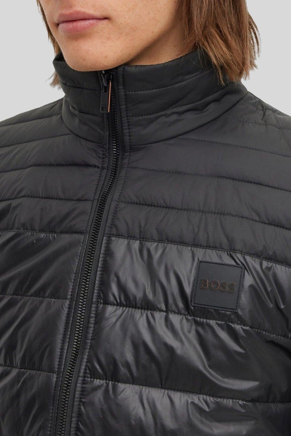 Boss Su Tutmaz Regular Fit Dik Yaka Erkek Hafif Şişme Mont Siyah