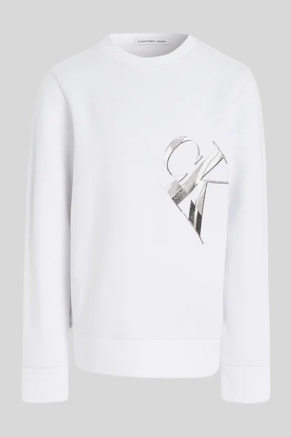 Calvin Klein Erkek Çocuk Hiper Gerçek Monogram Sweatshirt Beyaz