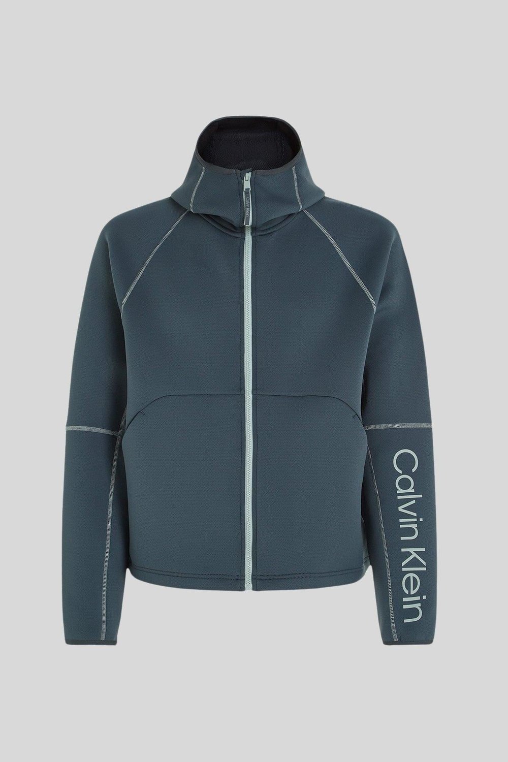 Calvin Klein Erkek Fermuarlı Logolu Sweatshirt Gri