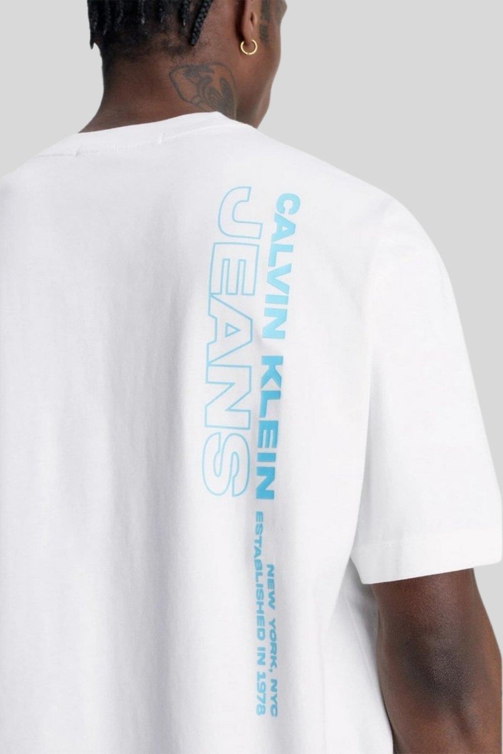 Calvin Klein Erkek Logolu Oversize T-Shirt Beyaz