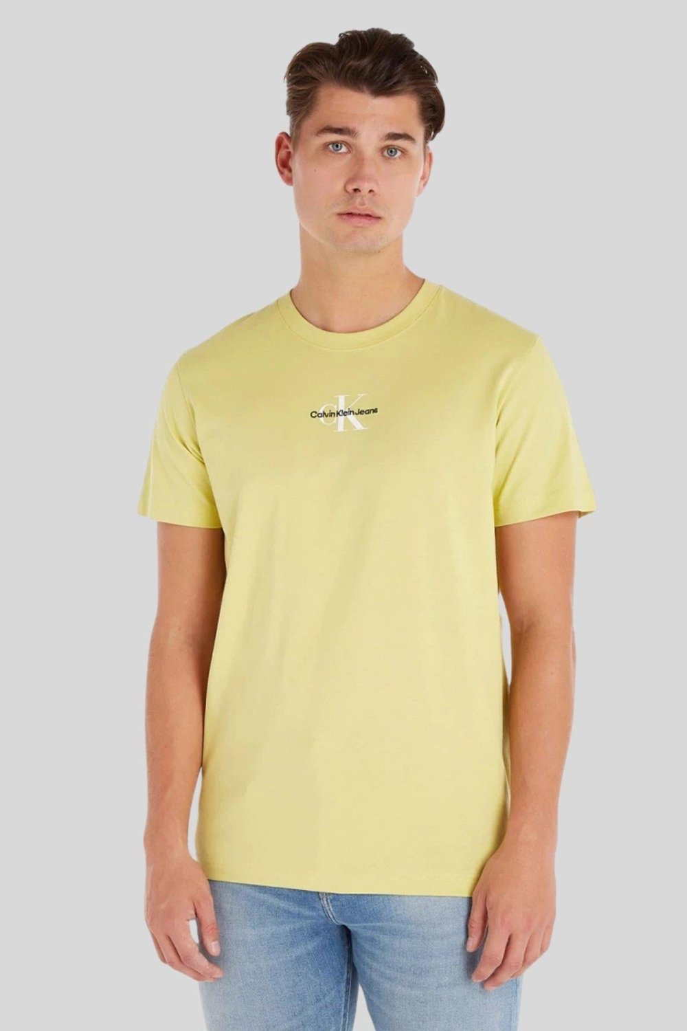 Calvin Klein Erkek Regular Fit Logolu Bisiklet Yaka T-Shirt GOLD