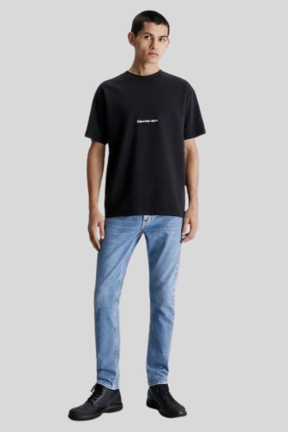 Calvin Klein Erkek Slim Fit Bisiklet Yaka T-Shirt Siyah