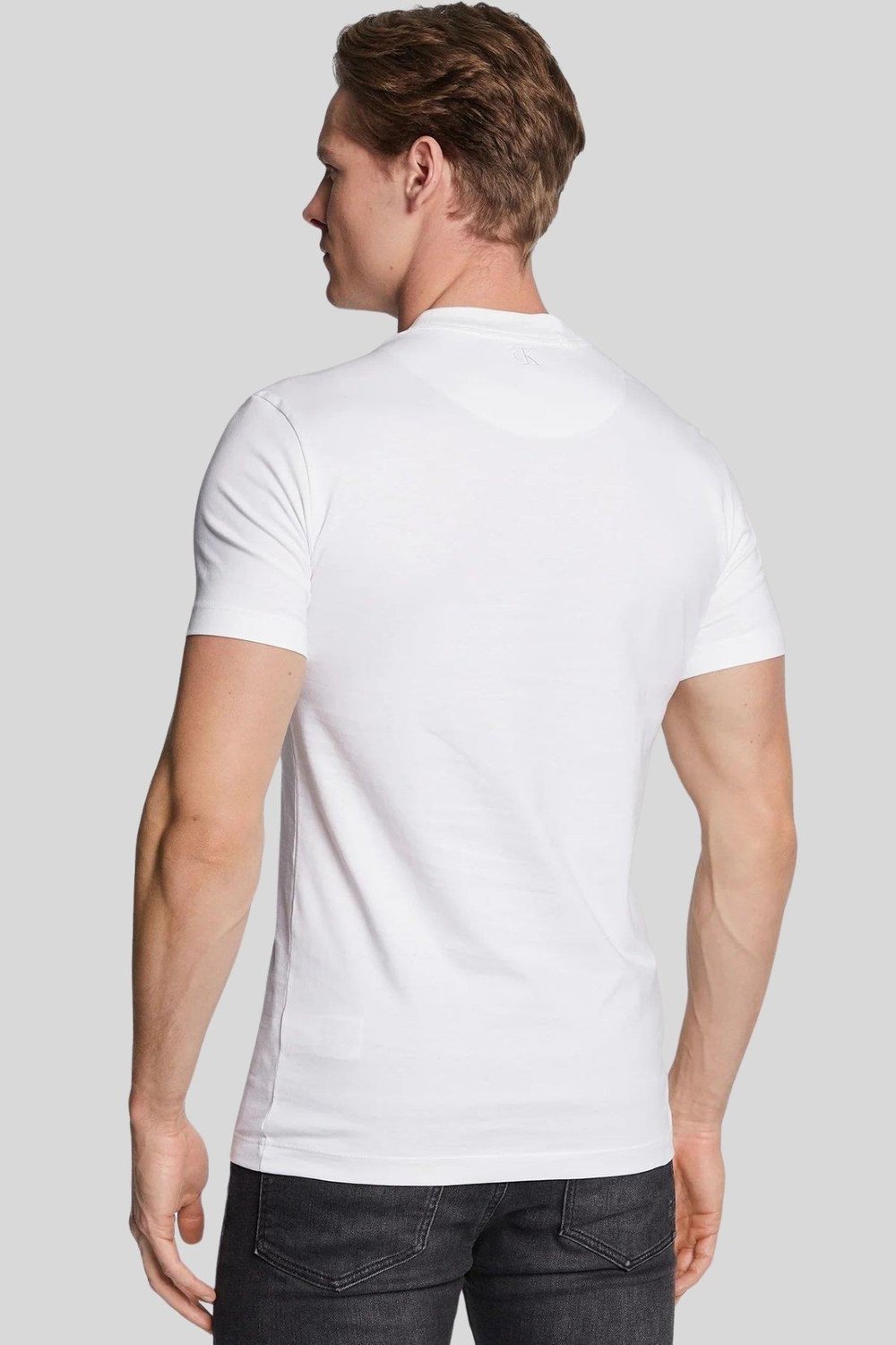 Calvin Klein Erkek Slim Fit Organik Pamuklu Bisiklet Yaka T-Shirt Beyaz