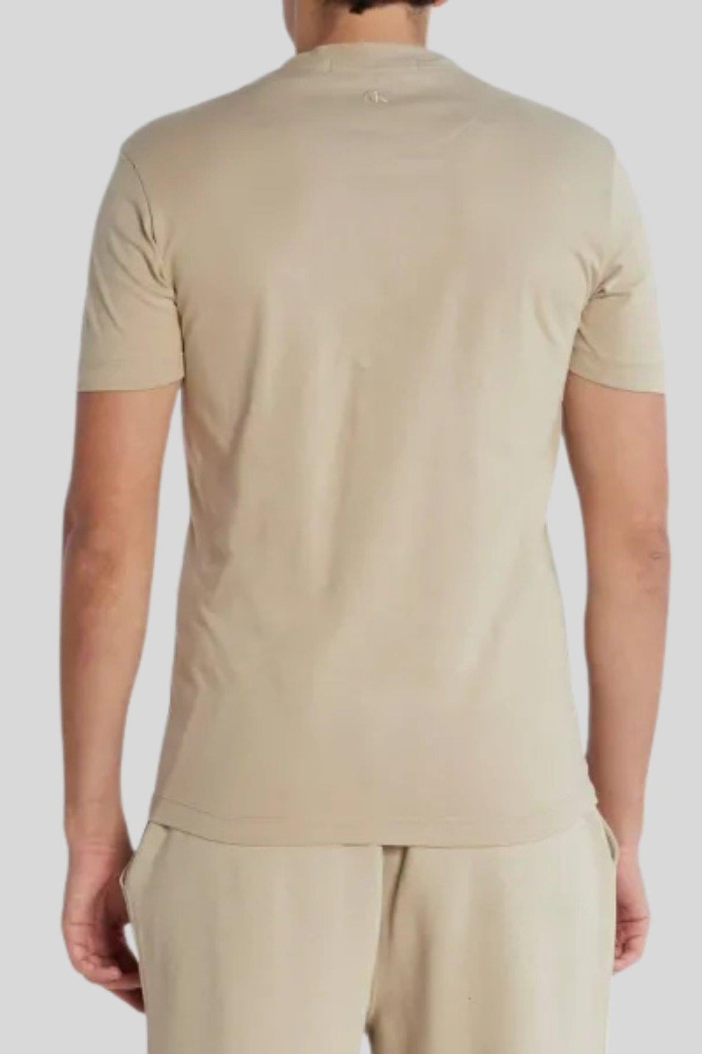 Calvin Klein Erkek Slim Fit Organik Pamuklu Bisiklet Yaka T-Shirt Bej