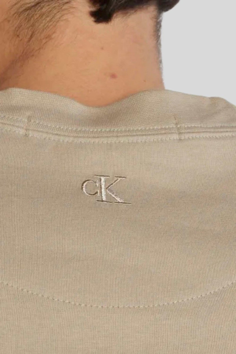 Calvin Klein Erkek Slim Fit Organik Pamuklu Bisiklet Yaka T-Shirt Bej