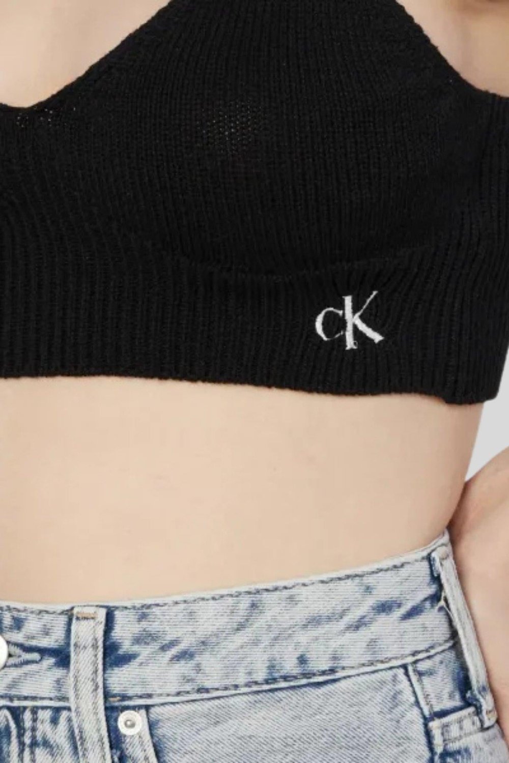 Calvin Klein Kadın Logo İşlemeli Örme Büstiyer Siyah