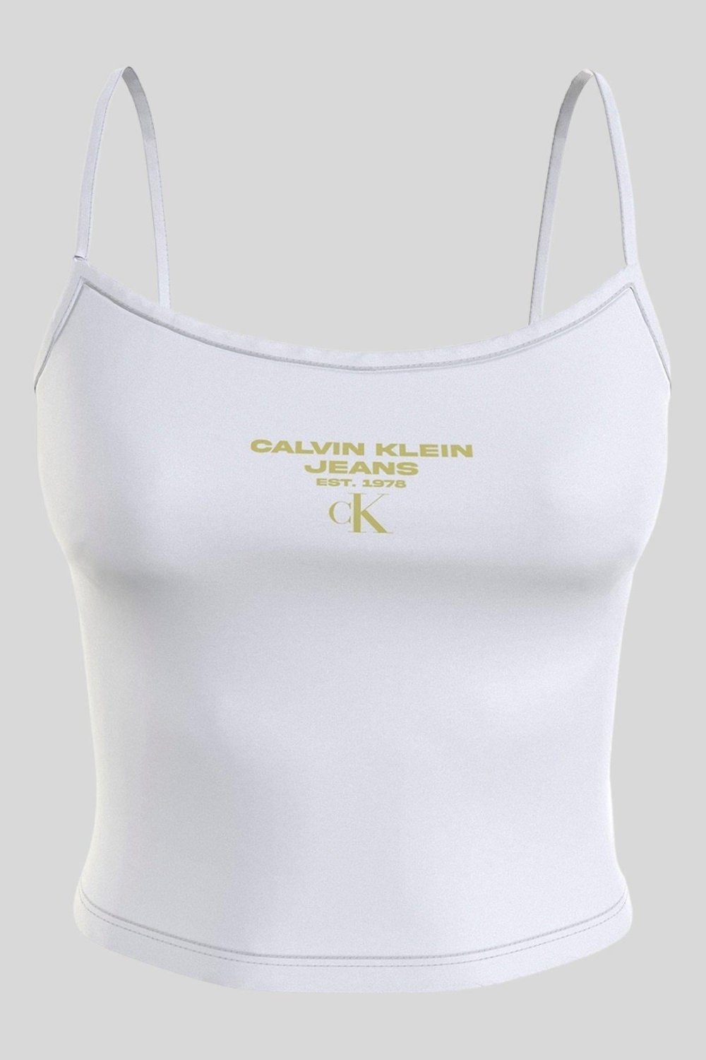 Calvin Klein Kadın Logolu Yuvarlak Yaka Askılı Body Beyaz