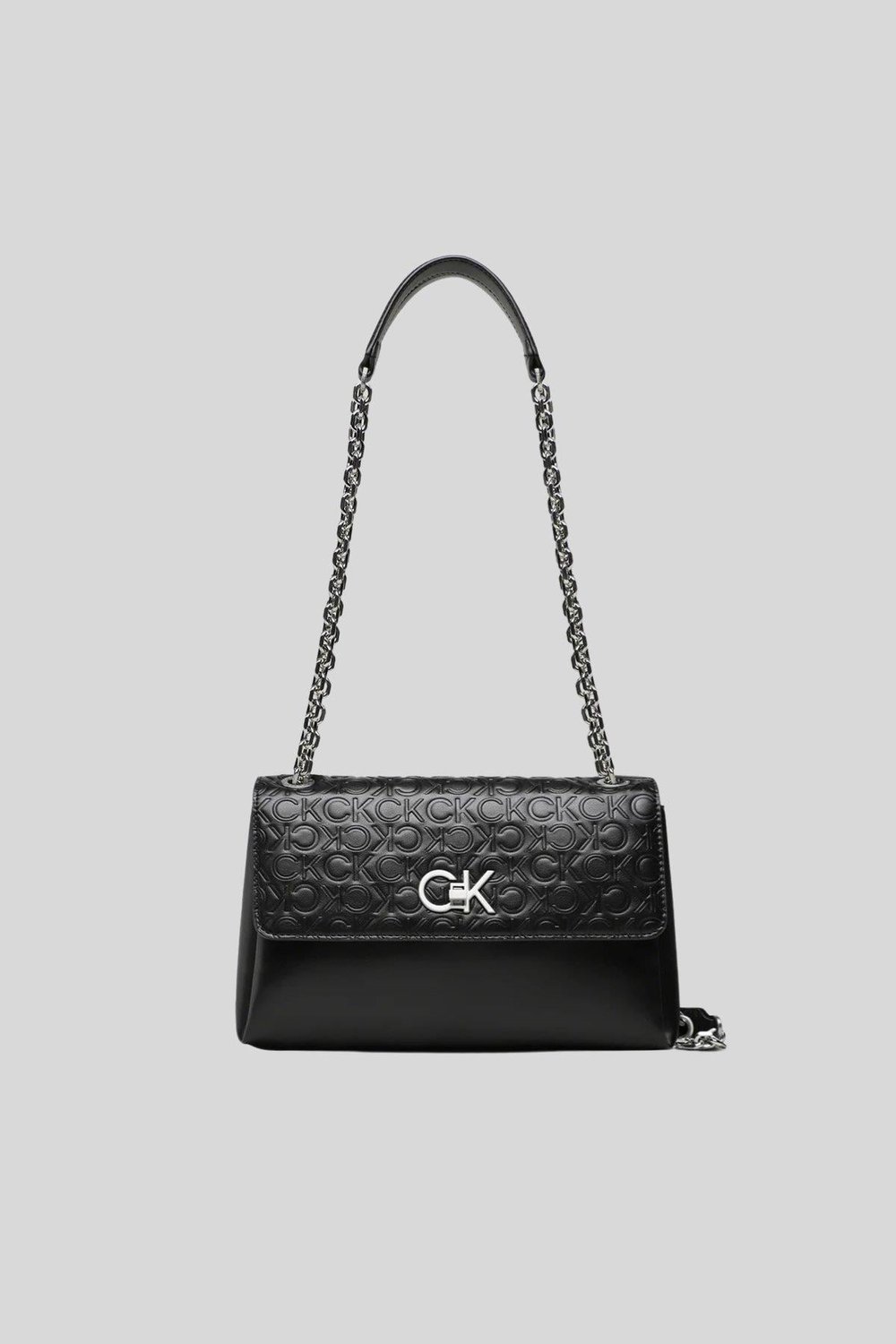 Calvin Klein Kadın Logolu Zincir Askılı Omuz Çantası Siyah