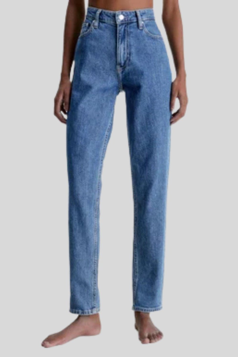 Calvin Klein Kadın Regular Fit Normal Bel Düz Jean Pantolon Mavi