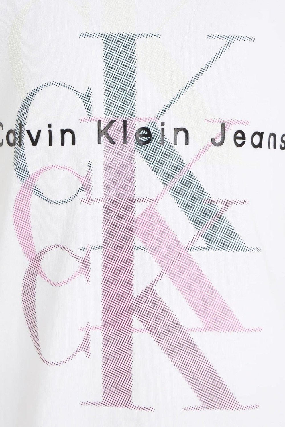 Calvin Klein Kız Çocuk Slim Fit Monogram Tekrarlı T-Shirt Beyaz